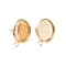 304 Stainless Steel Stud Earring Settings, with Loop, Flat Round, Golden, Tray: 12mm, 16.5x14x2mm, Hole: 2mm, Pin: 0.8mm