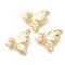 Butterfly Brass Micro Pave Cubic Zirconia Brooches for Women, with Natural Pearl, Real 14K Gold Plated, 27x32mm