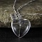 Clear Glass with Dandelion Inside Pendant Necklaces, Rectangle Wish Zinc Alloy Jewelry for Women, Platinum, Heart, 17.72~18.70 inch(45~47.5cm)