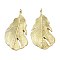 Brass Pendants, Leaf, Rack Plating, Long-Lasting Plated, Lead Free & Cadmium Free, Real 18K Gold Plated, 48x26x5mm, Hole: 2.5mm