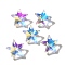 Glass Charms, Star, AB Color, Faceted, Clear AB, 17x18x8.5mm, Hole: 1.4mm
