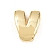 Brass Beads, Long-Lasting Plated, Rack Plating, Lead Free & Cadmium Free, Real 18K Gold Plated, Letter V, 14x11x4.5m, Hole: 11x3mm