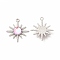 Rack Plating Alloy Pendants, Sun Charms, with Resin, Platinum, Cadmium Free & Nickel Free & Lead Free, Pearl Pink, 28x25x5mm, Hole: 1.8mm