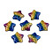 Rainbow Resin Cabochons, with Glitter Powder, Star, Colorful, 16x16x5mm
