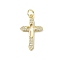 Brass Micro Pave Clear Cubic Zirconia Pendants, Cross Charms, Real 16K Gold Plated, 24.5x15x2.5mm, Jump Ring: 5.5x1mm, Inner Diameter: 3.5mm