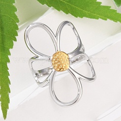 Кольца-манжеты из нержавеющей стали 304 с полым цветком&nbsp;RJEW-R018-02GP