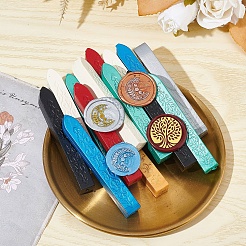 Латунные восковые печати с деревянной ручкой&nbsp;AJEW-WH0412-0066