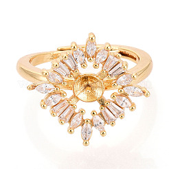 Ромбовидная латунь микропаве прозрачный кубический цирконий чашка колышек закрепка кольца KK-T076-17G