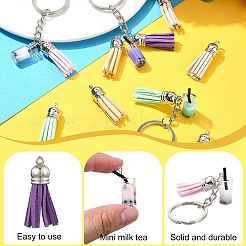 Наборы для изготовления брелков-подвесок с кисточками своими руками из железной и стеклянной бутылки с подвеской из искусственной замши&nbsp;DIY-YW0009-99