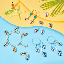 40 шт. подвески из натуральных ракушек с гальваническим покрытием 4 цветов&nbsp;SHEL-GA0001-10