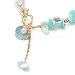 Браслеты из бисера и крошки окрашенных натуральных ракушек трохид/трохус для женщин&nbsp;BJEW-JB13130-02