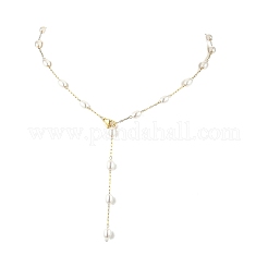 Ожерелья из нержавеющей стали 304 и искусственного жемчуга ABS&nbsp;NJEW-JN05266