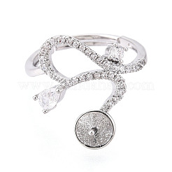 Изогнутая форма латунный микропаве прозрачный кубический цирконий регулируемые настройки кольца KK-T076-46P