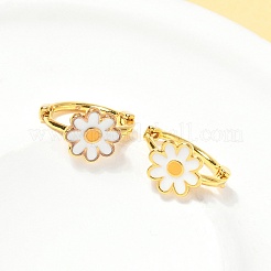 Серьги-кольца из латуни с эмалью в виде маргаритки для женщин&nbsp;LS-EJEW-G434-02G
