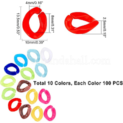 1000шт 10 цвета непрозрачные акриловые соединительные кольца&nbsp;OACR-PH0001-91