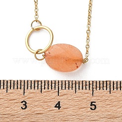 Ожерелья из овальной цепи из нержавеющей стали 304 и окрашенного натурального белого нефрита для женщин&nbsp;NJEW-A045-10G