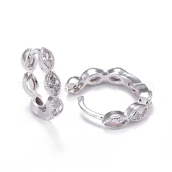 Серьги-кольца из латуни с микро-паве из фианита&nbsp;LS-EJEW-K083-34P-B