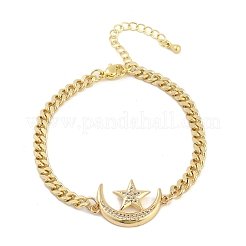 Браслеты с подвесками из латуни с прозрачным кубическим цирконием&nbsp;LS-BJEW-M050-01G-01