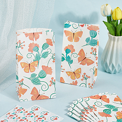 24 шт. бумажные пакеты для хранения продуктов из крафт-бумаги с принтом бабочек&nbsp;ABAG-SP0001-45