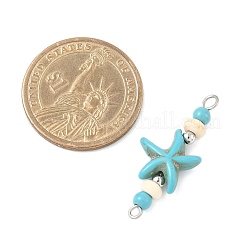 10 шт. 2-цветные синтетические бирюзовые морские звезды в форме рондель круглые бусины-соединители подвески&nbsp;PALLOY-JF04015