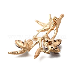 Брошь из растительного сплава с индиголитом и мандариновыми стразами&nbsp;LS-JEWB-Q002-05G