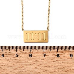 Прямоугольное ожерелье из нержавеющей стали 304 с подвеской 11:11 для женщин&nbsp;NJEW-Z091-16G-02