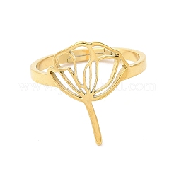 Ионное покрытие (ip) полое регулируемое кольцо лотоса из нержавеющей стали 304&nbsp;RJEW-L107-021G