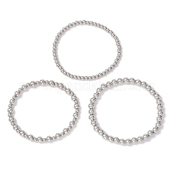 3шт 3 стиля латунные круглые бусины эластичные браслеты для женщин&nbsp;BJEW-JB12796