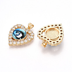 Латунные подвески с микропаве из прозрачных кубических цирконий для женщин&nbsp;KK-T070-93A-04