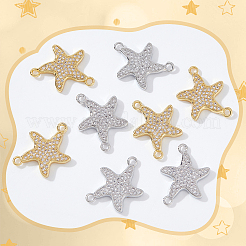 8 шт. 2-цветные латунные микро-прозрачные кубические циркониевые звенья-соединители&nbsp;KK-CA0003-08