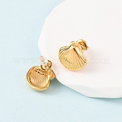 3 пара серег-гвоздиков в форме ракушки из нержавеющей стали 304&nbsp;EJEW-K268-90G