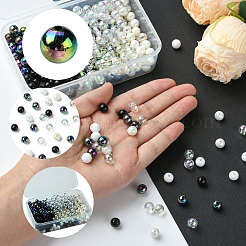 350 шт. 7-х цветные прозрачные и непрозрачные акриловые бусины&nbsp;MACR-FS0001-82