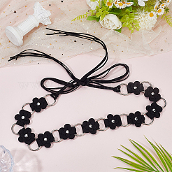 1 шт. искусственная кожа цветок латунное кольцо звено цепи пояса живота цепи для женщин&nbsp;AJEW-CL0001-49B