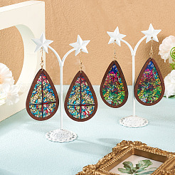 2 пара двухцветных акриловых сережек-подвесок для женщин&nbsp;EJEW-TA0001-53B