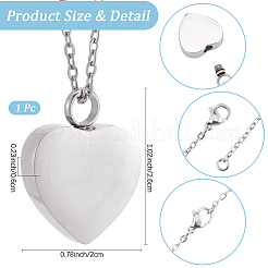 Ожерелья с подвеской в виде сердца из нержавеющей стали в виде погребальной шкатулки&nbsp;DIY-CN0003-41P