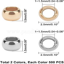 1000 шт. 2-х цветные разделительные бусины из нержавеющей стали 304&nbsp;STAS-UN0025-49