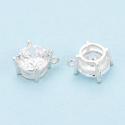 925 плоская круглая подвеска из серебра {925} пробы с прозрачным фианитом и паве&nbsp;STER-T008-69S-03