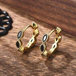 Серьги-кольца из латуни с микро-паве из фианита&nbsp;LS-EJEW-K083-34G-A