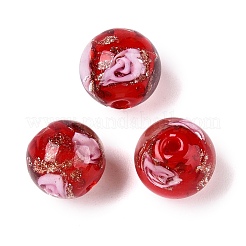 Светящиеся бусины лэмпворк из золота и песка ручной работы&nbsp;LAMP-T021-8mm-03V