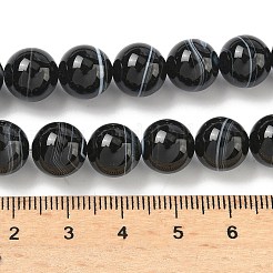 Натуральные черные полосатые агатовые / полосатые агатовые бусины&nbsp;G-C267-C01-10mm
