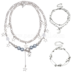 Ожерелья и многорядные браслеты из сплава «звезда-луна»&nbsp;SJEW-SC0001-04