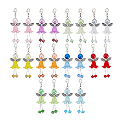 20 шт. 10 цвета ангел из АБС-пластика имитация жемчуга и стекла и сплава подвесные украшения&nbsp;HJEW-PH02255