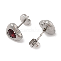 Серьги-гвоздики в форме сердца из нержавеющей стали 304 с ионным покрытием (IP) EJEW-C099-13PG-01