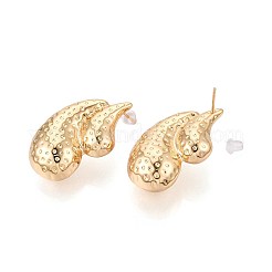 Серьги-гвоздики из латуни в форме каплевидной формы&nbsp;EJEW-T047-92G