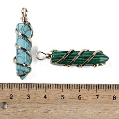 Подвески с шестиугольной призмой из натуральных и синтетических смешанных драгоценных камней с двойным наконечником&nbsp;G-C140-03