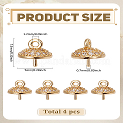 4 шт. латунные микропаве прозрачные кубические циркониевые штифты-держатели&nbsp;KK-LP0004-50