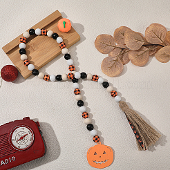 Круглые настенные украшения из натурального дерева на Хэллоуин&nbsp;HJEW-WH20004-15