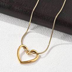 Ионное покрытие (ip) 304 нержавеющая сталь полое сердце кулон ожерелье с круглыми цепями змейки&nbsp;NJEW-M202-05G