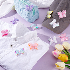 28 шт. 7-цветные банты из полиэстера и смолы с блестками&nbsp;DIY-GA0009-24