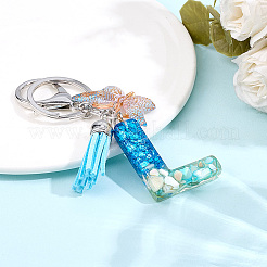 1шт брелок с буквами из смолы и акриловой бабочкой с кисточкой&nbsp;KEYC-GF0001-19A